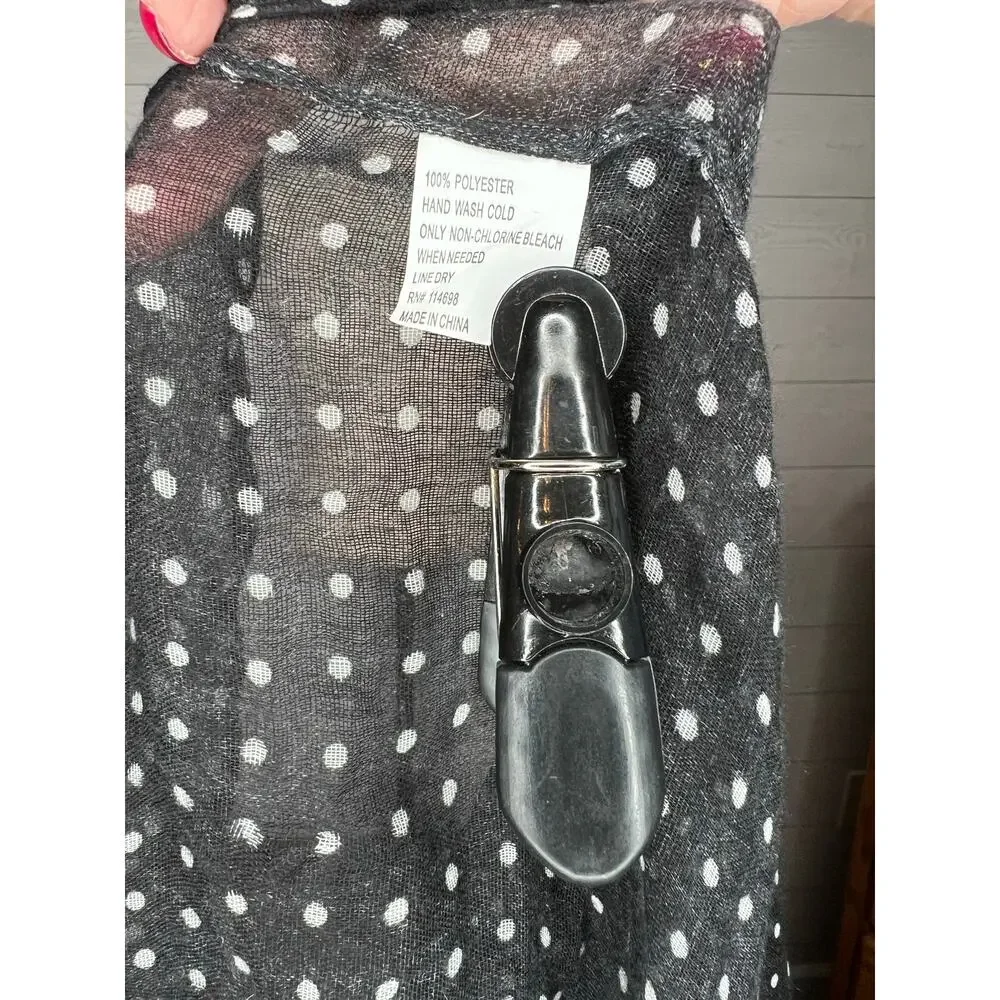 Black & white polka dot semi-sheer infinity scarf